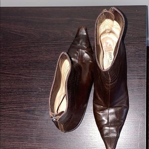 Jimmy Choo chocolate kid leather booties.